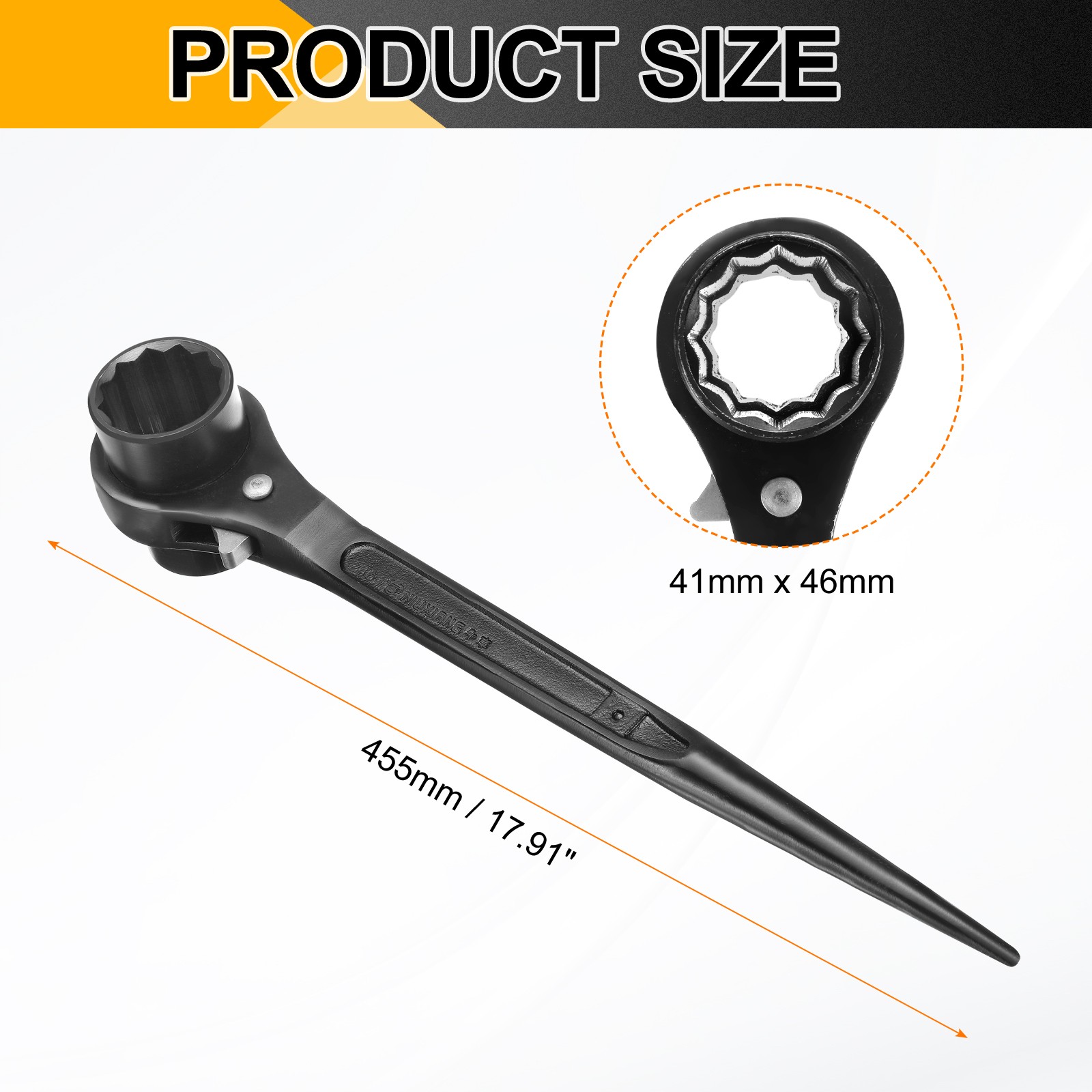 Ratchet Podger Spanner 41x46mm CR-V 12 Point Socket Scaffold Spud Wrench,
