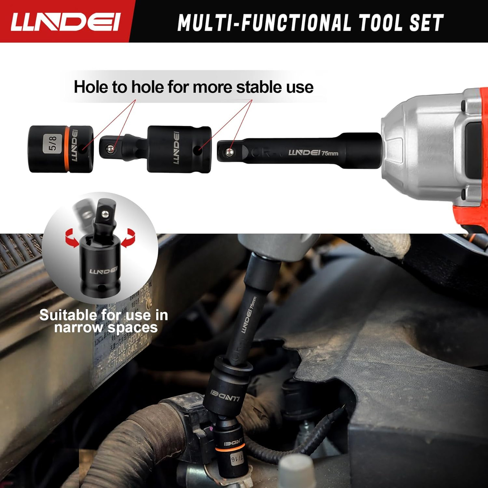 3/8 Inch Drive Socket Set 71 Piece SAE Metric Deep Shallow CR-V Extension