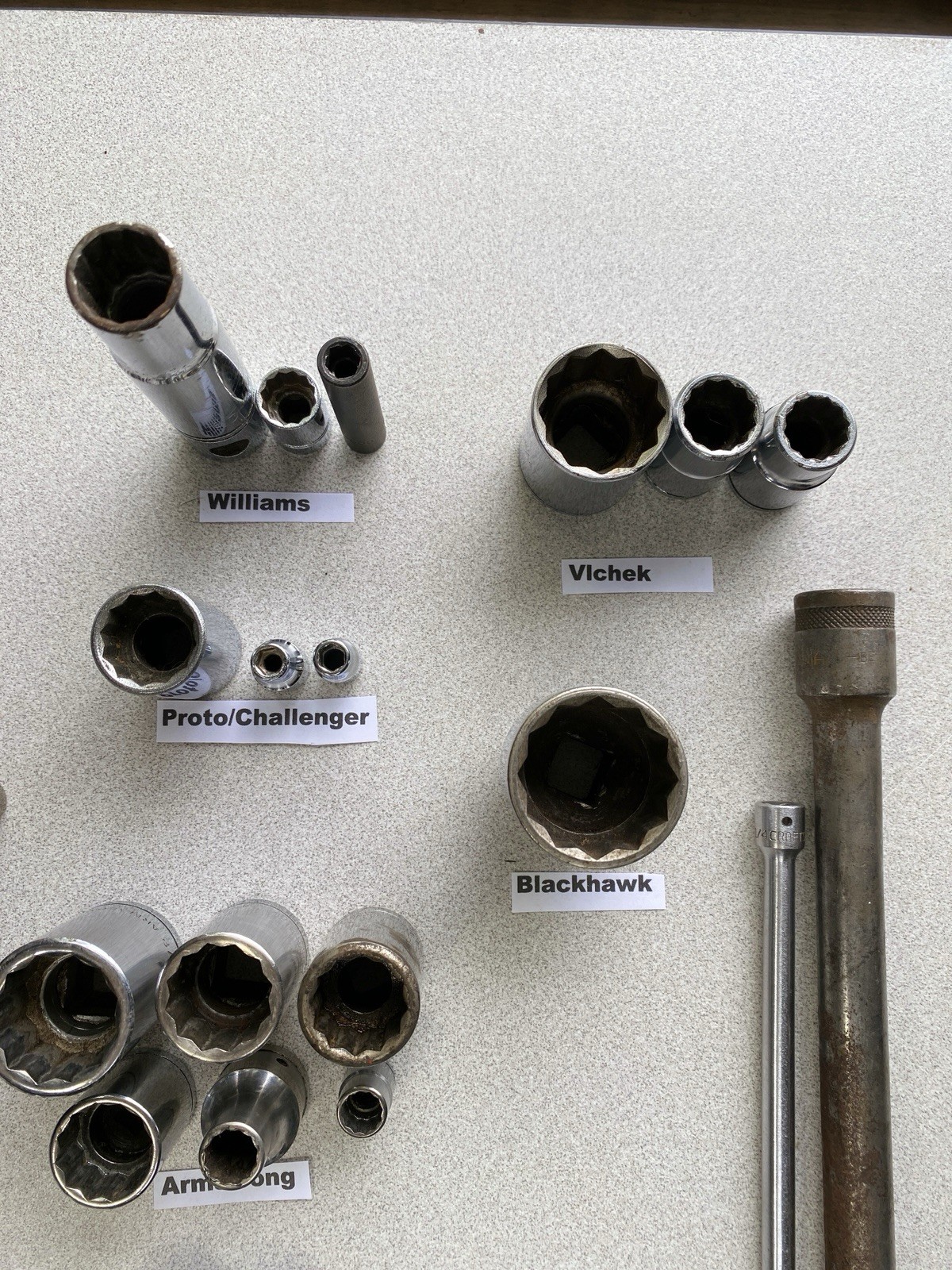 36 Pieces VTG Sockets Snap-on SK Proto Armstrong Williams Craftsman Extensions