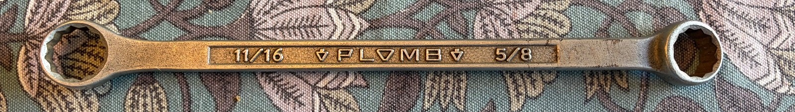vtg PLUMB PLVMB Double Box End Wrenches, SAE 12pt, 1 w/1940’s Pebble Finish USA