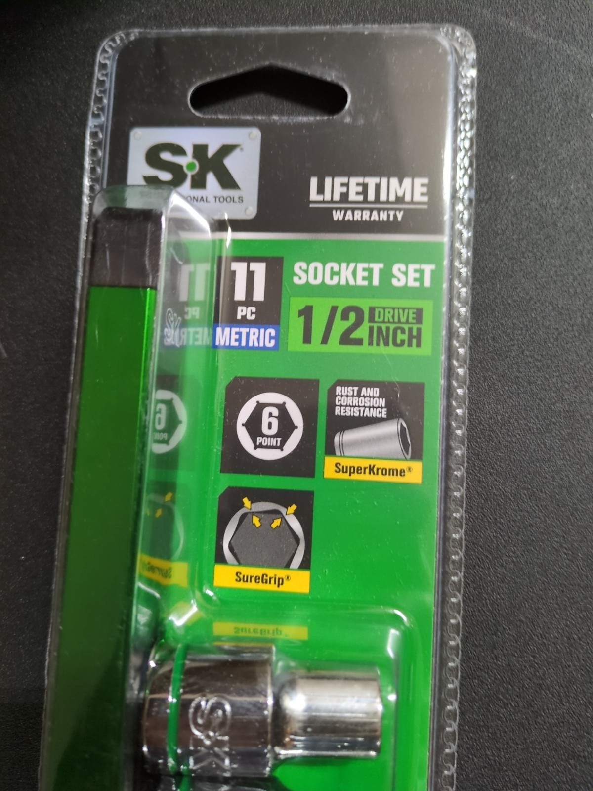 SK Professional Tools 1/2″Drive 11 Piece 6 Point Metric Socket Set w/ Rail New