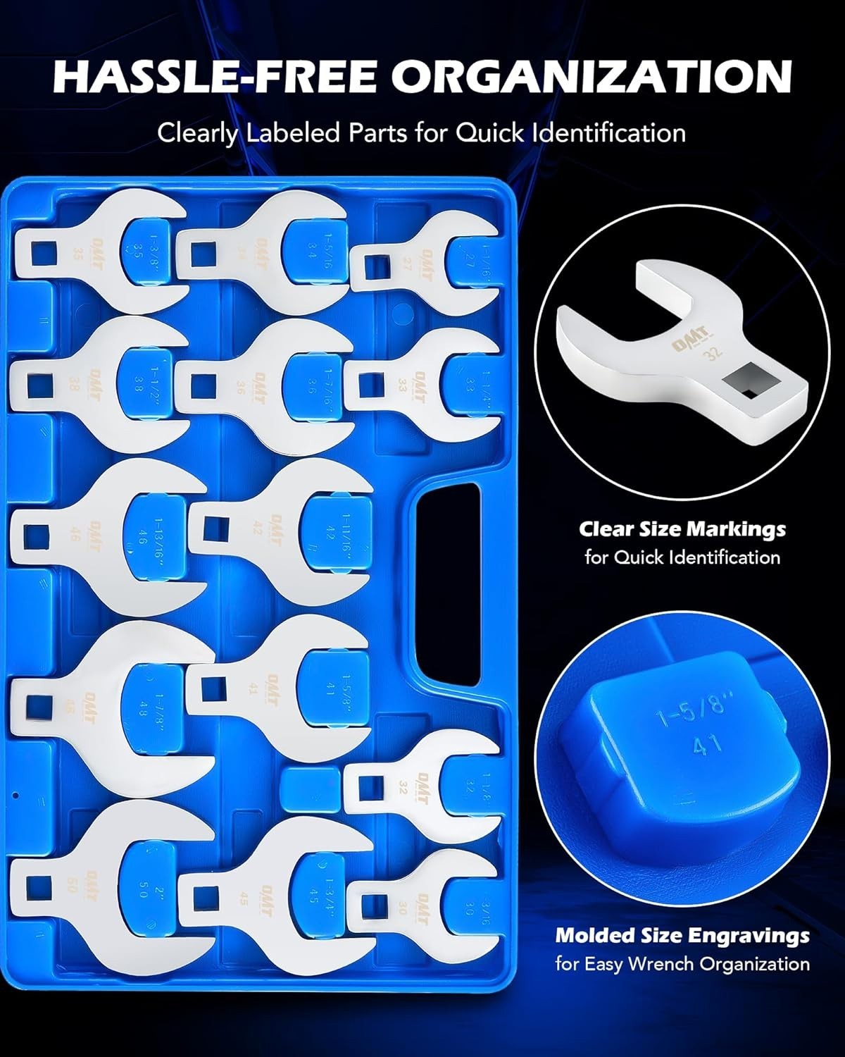 Orion Motor Tech 14pc Jumbo Crowfoot Wrench Set, Metric Crows Foot Wrench Set fo