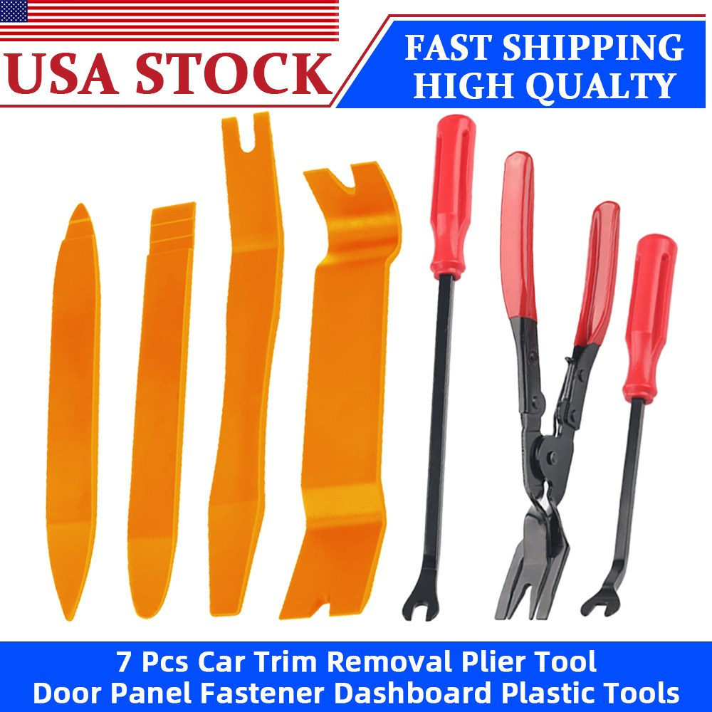 7PCS Car Trim Clip Upholstery Removal Tool Door Panel Fastener Pin Pliers Puller