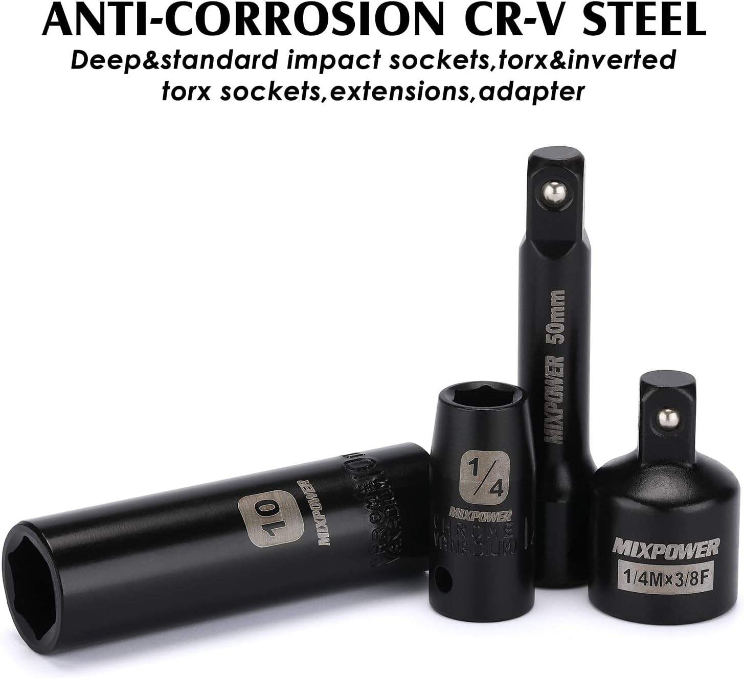 86-Piece 1/4″ Drive Impact Socket Set – Chrome Vanadium & Corrosion-Resistant