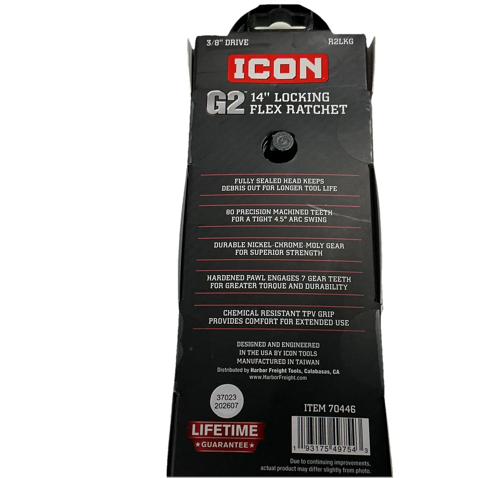 ICON R2LKG 3/8 INCH DRIVE G2 (GEN 2) 14 INCH LOCKING FLEX HEAD RATCHET