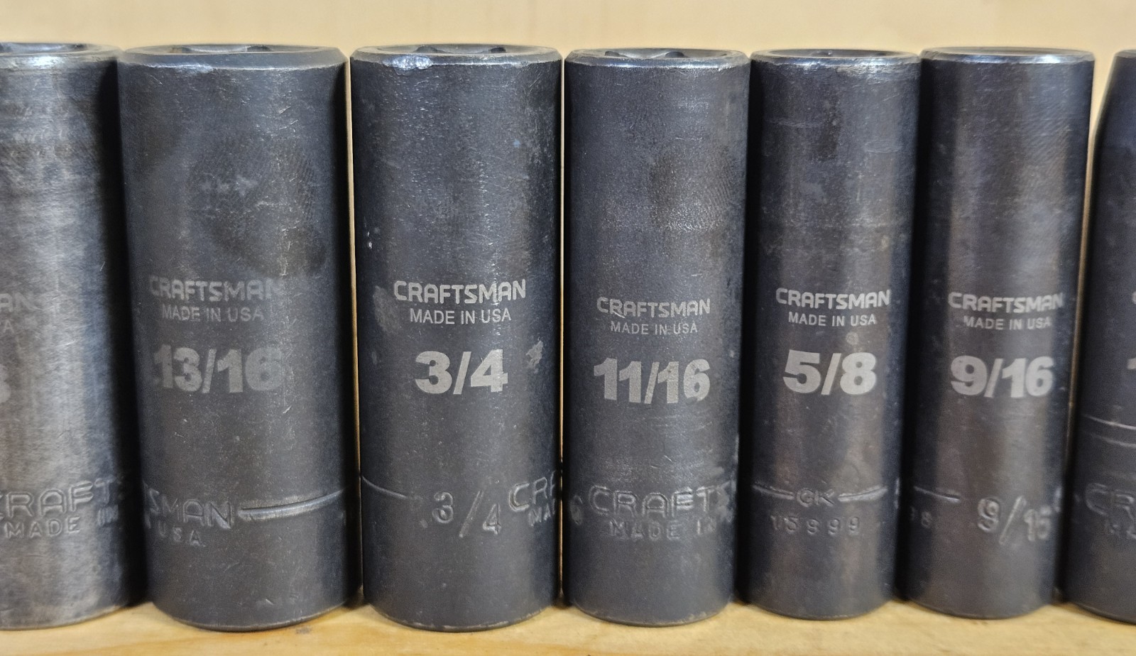 USA Used SAE Craftsman GK 1/2″ Drive Impact Socket Set 12 Pieces 3/8- 1 1/16