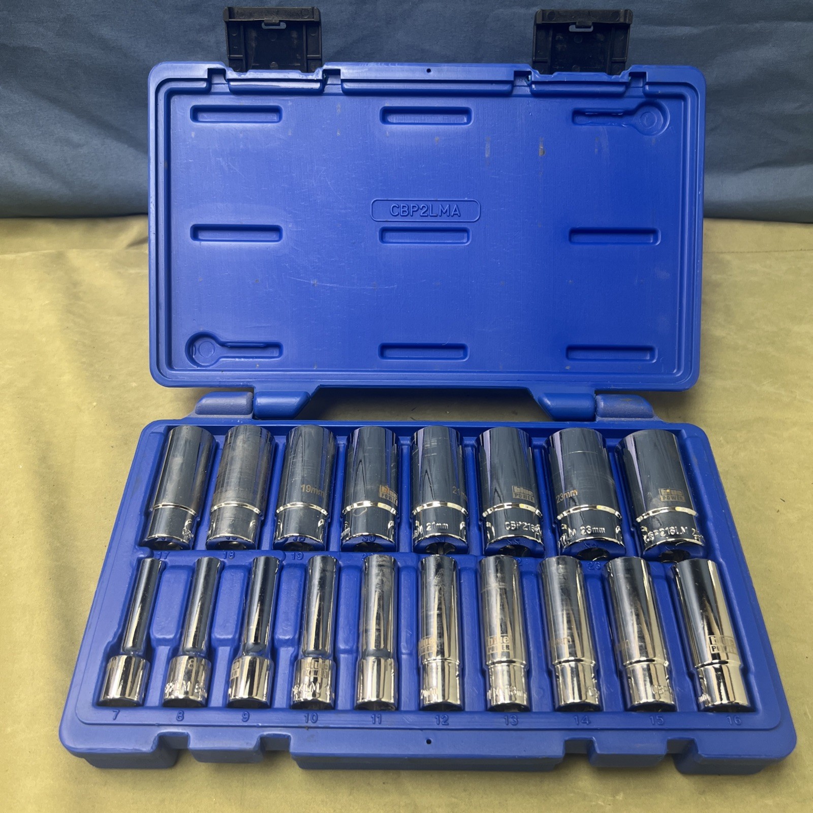 Cornwell 3/8” Drive 7 thru 24 mm 6-pt Deep Socket Set in Case CBP2LMA
