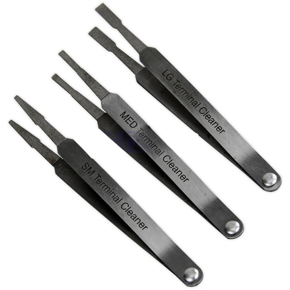 3Pcs/Set Diamond Grip Electrical Terminal Cleaner Tool Wiring Tweezer Style