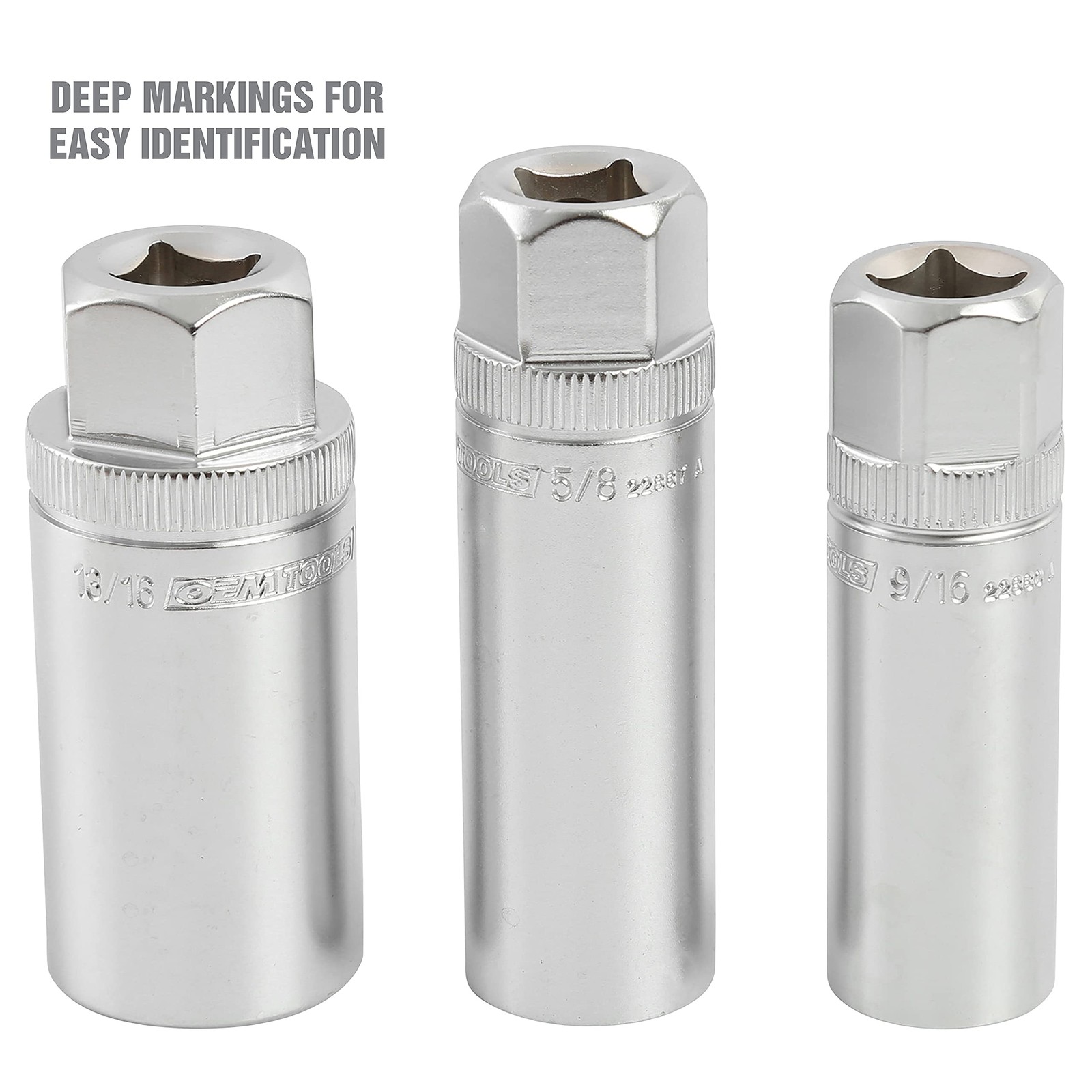 OEMTOOLS 22891 3/8 Drive Magnetic Spark Plug Socket Set, 3 Piece Multi
