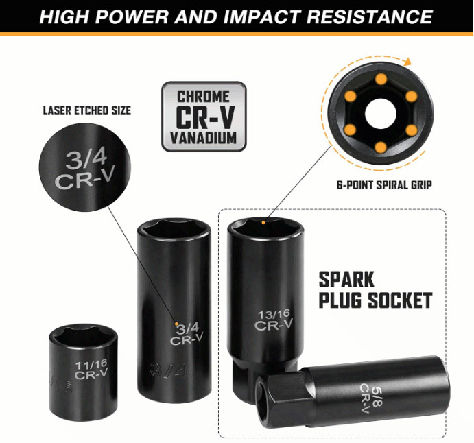 110PC 3/8″ Drive Impact Socket Set SAE & Metric CR-V w/ Ratchet & Case