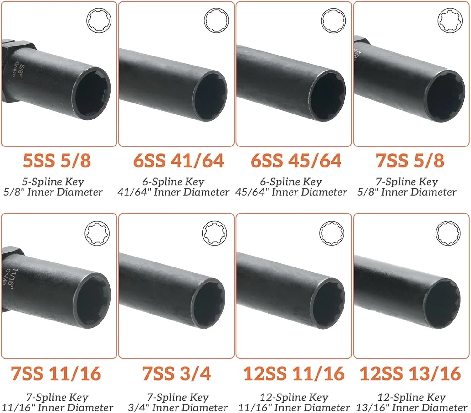 6 & 7 Spline Lug Nut Socket Set, Drive Wheel Lock Key, Locking Nut Removal Tool