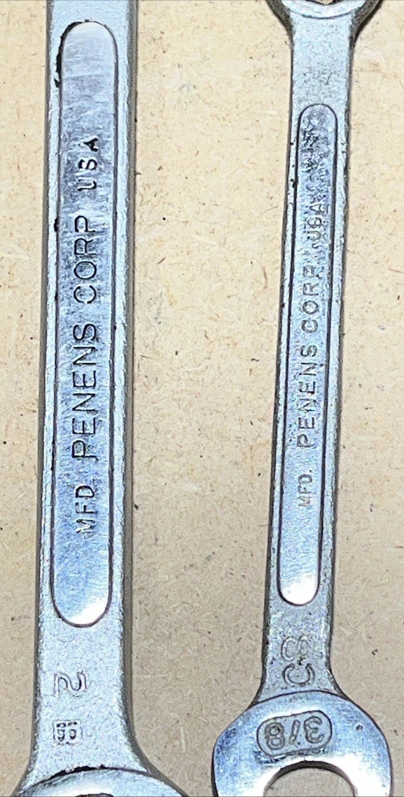 2-pc PENENS CORP 12 POINT COMBINATION WRENCHES – 3/8” & 1/2” Vintage Set USA