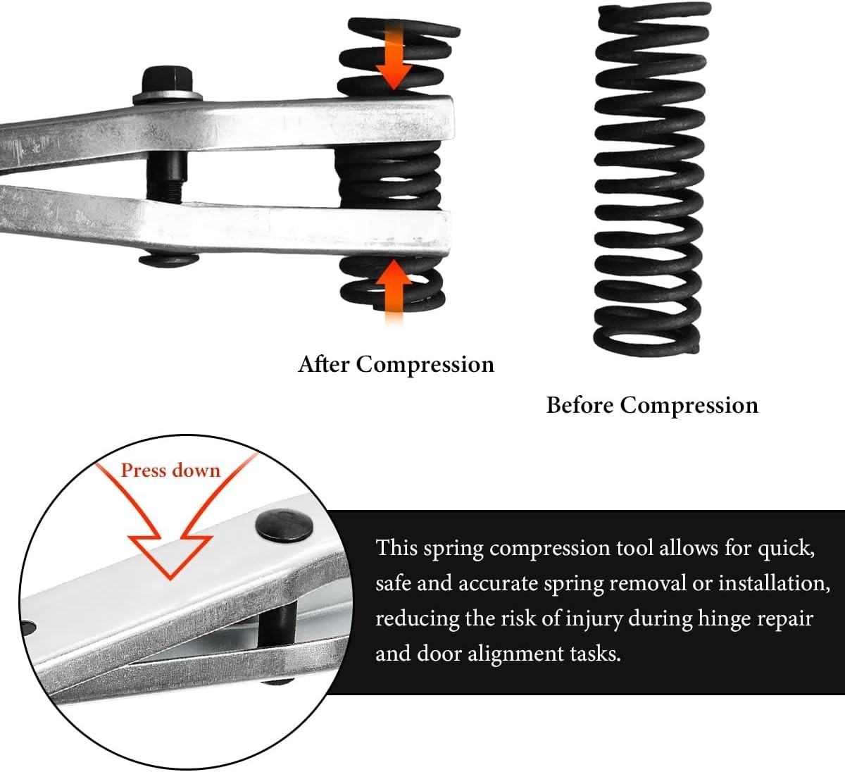 Sturdy Metal Car Door Hinge Spring Compressor Tool Fit 1/2 Inch Wrenches, Pro…
