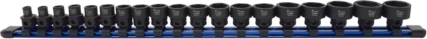 Tools 78319 19pc 3/8″ Drive 6-24mm Low Profile Nano Impact Socket Set – No Skips