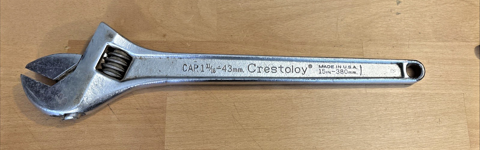 Crescent Tool 15″ Adjustable Wrench Crestoloy Cap. 1 11/16. 43mm USA