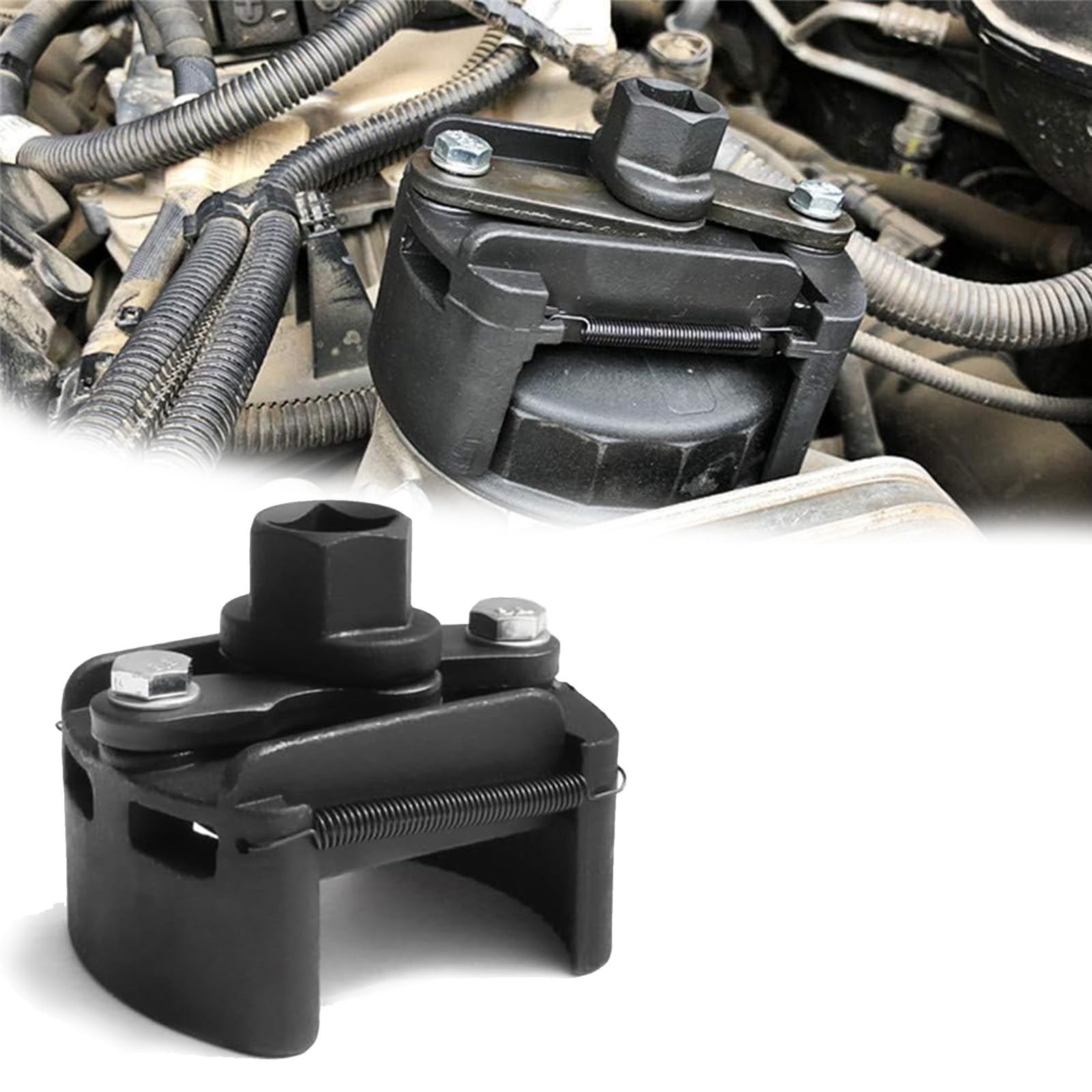 Couslcd Oil Filter Wrench Removal Tool Adjustable Use for 2.36 inch to Black