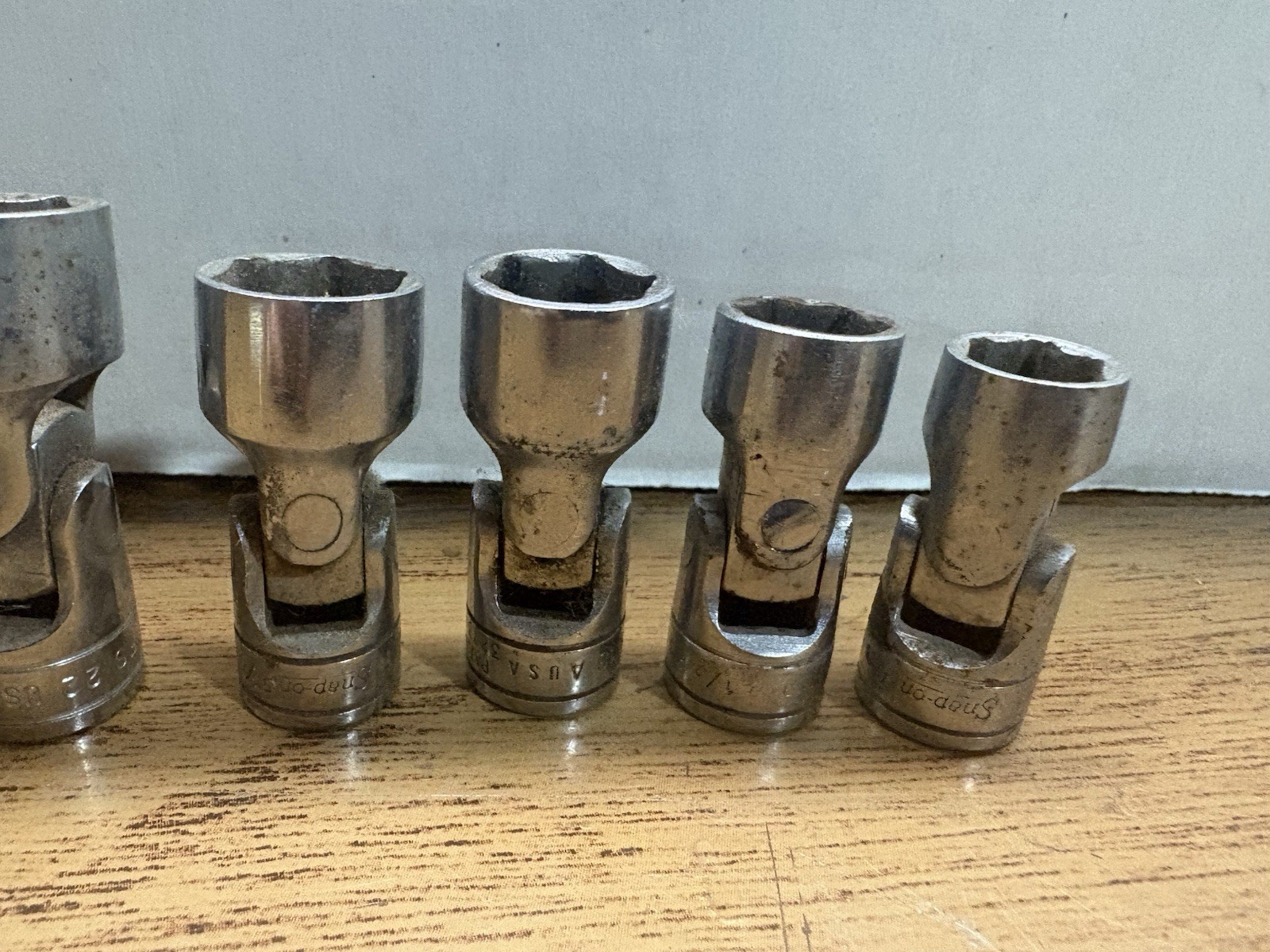 snap on socket set 1/2 Lot Of 6 Swivel Sockets Snap On SAE Used See Pictures