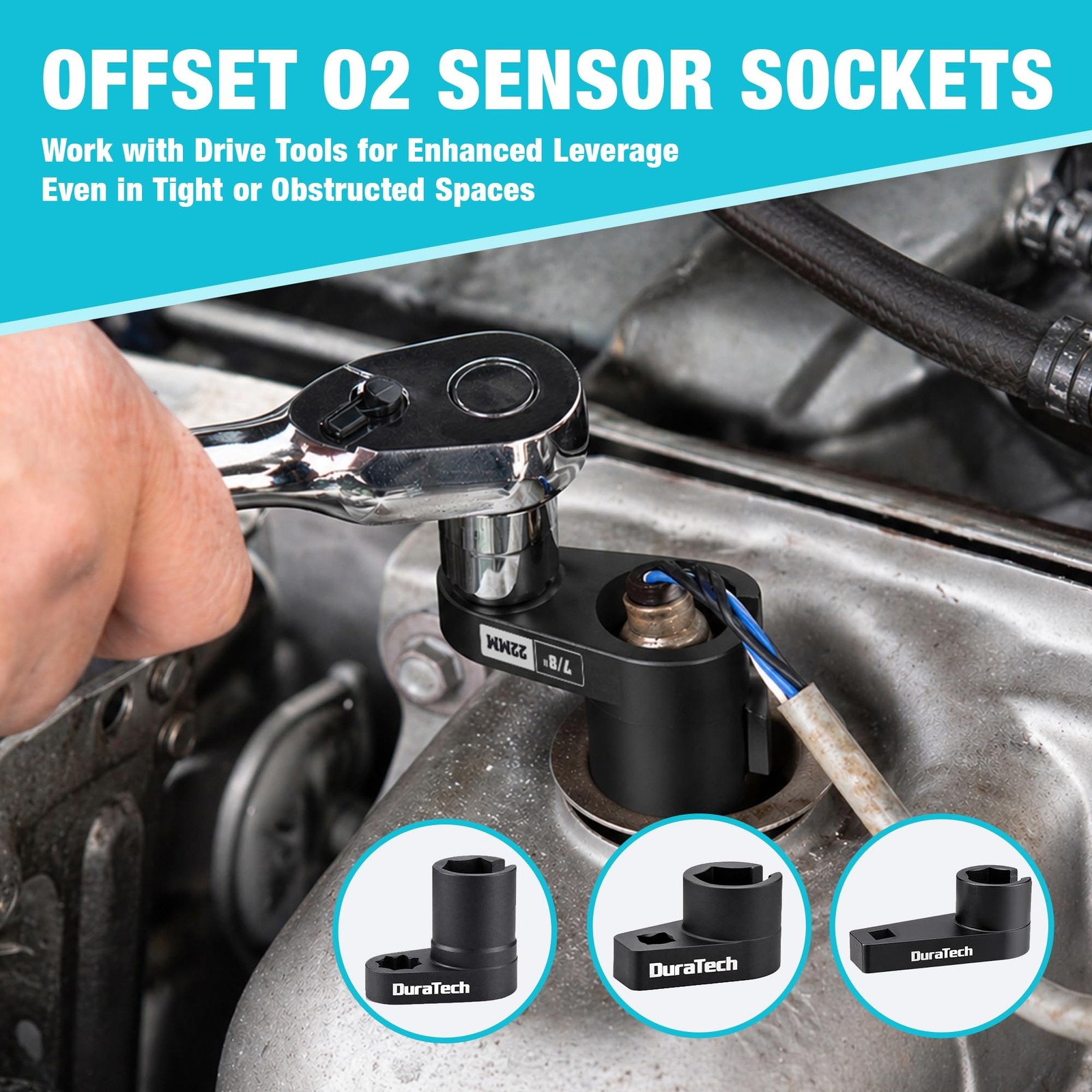 O2 Sensor Socket Set Removal Tool Kit 12 Piece Alloy Steel Thread Chaser