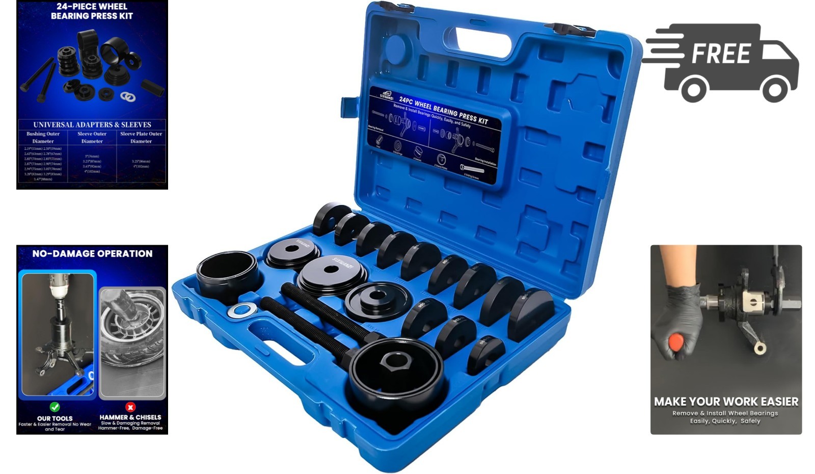 Wheel Bearing Press Kit Front Wheel Drive Removal Installation Tool Set