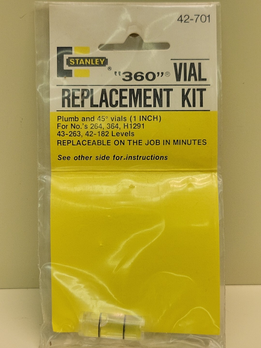 Stanley 42-701 360 Vial 3/8″ x 1″ FIts 264 364 H1291 43-263 42-182 Plumb NOS USA