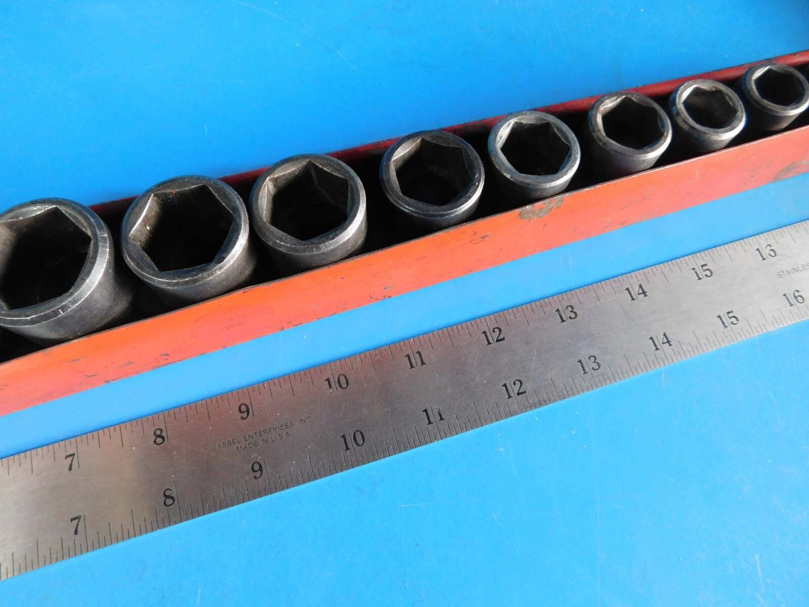 USED,MAC TOOLS 1/2 IN.DR.»3/8 THRU 1-1/4 IN «SHORT IMPACT SOCKETS SET OF14+TRAY
