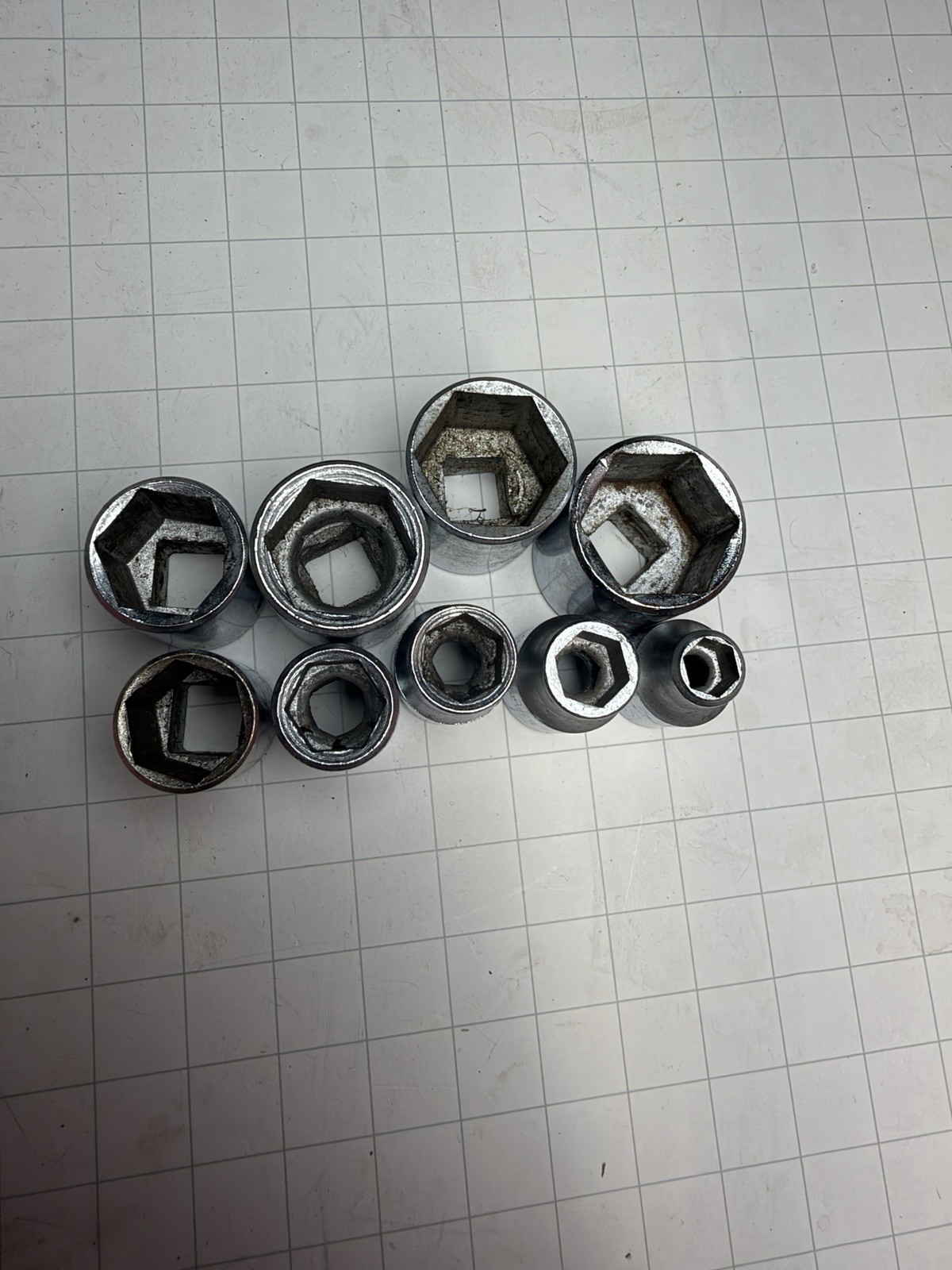 Lot of 9 Thorsen USA Metric 3/8 drive sockets, 19, 18, 17, 15, 13, 11, 10, 9, 7