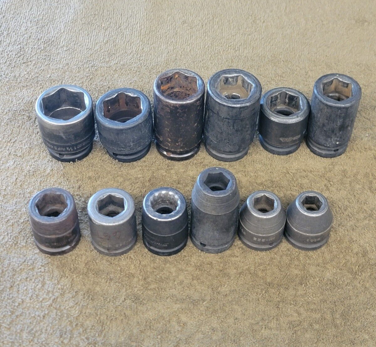 12 Snap-on Impact Socket Set SIM IM 3/4 Drive Sae 1-1/2 3/8 5/16 3/16 1/8 5/8″