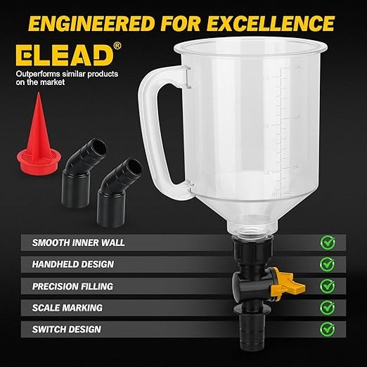 18PC Engine Oil Funnel Kit 1.59QT/1.5L Automotive Coolant Funnel Set 12 Adapters