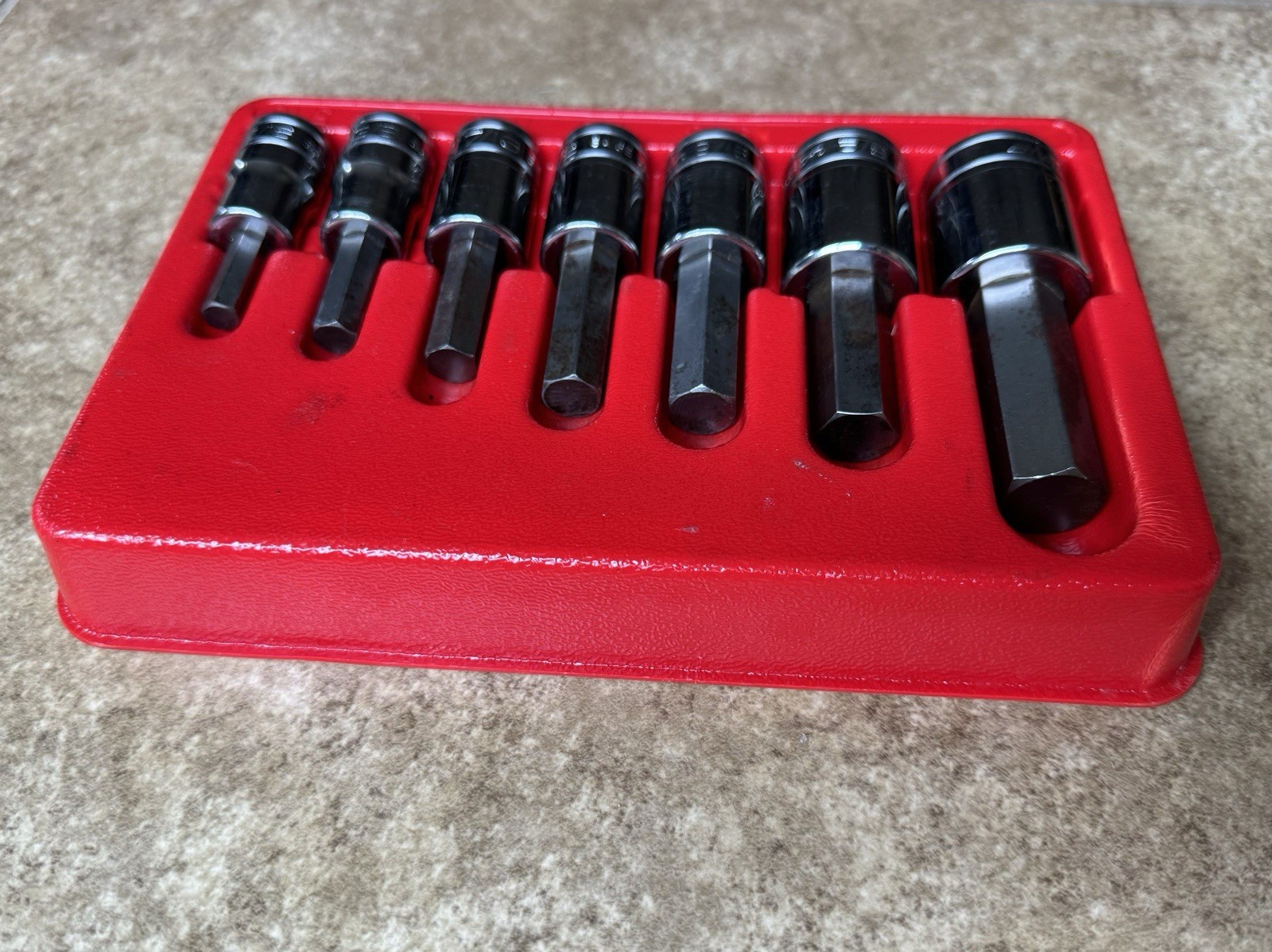 🔴 Snap-On 1/2″ drive 7pc 5/16″ – 3/4″ Allen Hex Bit Socket Driver Set 307ESAY