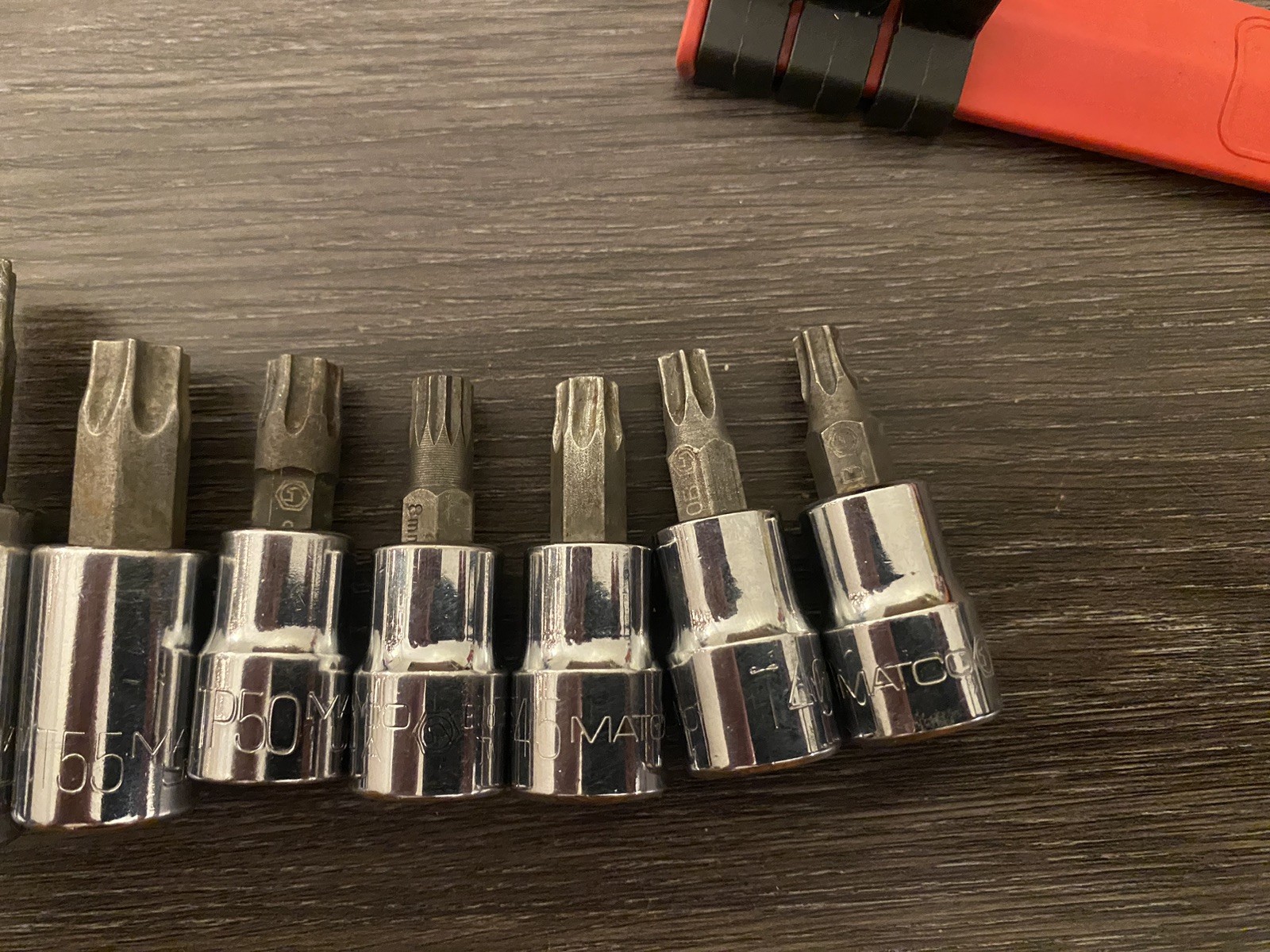 7pc Lot Matco Tools Torx & Bit Sockets 3/8″ & 1/2 Drive & 8mm- Rail – Ratchet