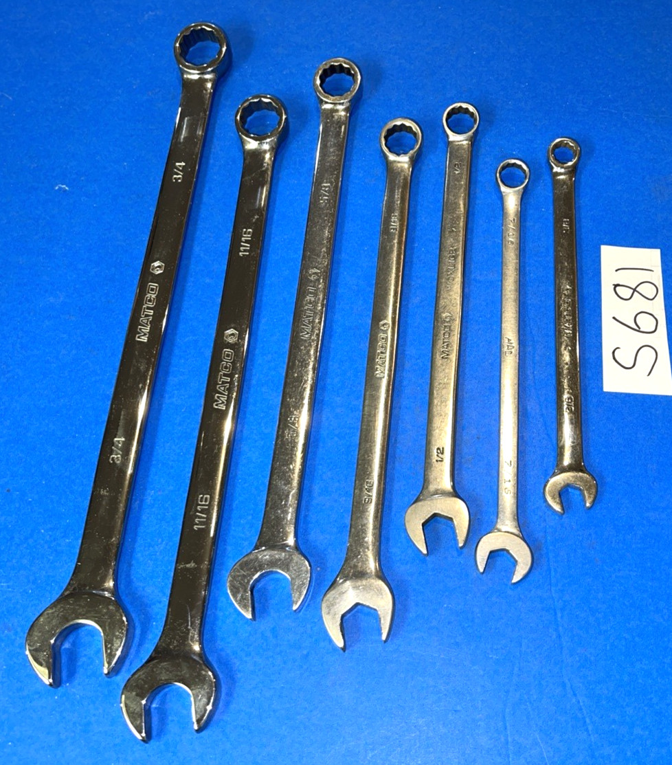 MATCO TOOLS 7 PIECE SAE COMBINATION EXTRA LONG 12 POINT WRENCH SET 3/8 TO 3/4