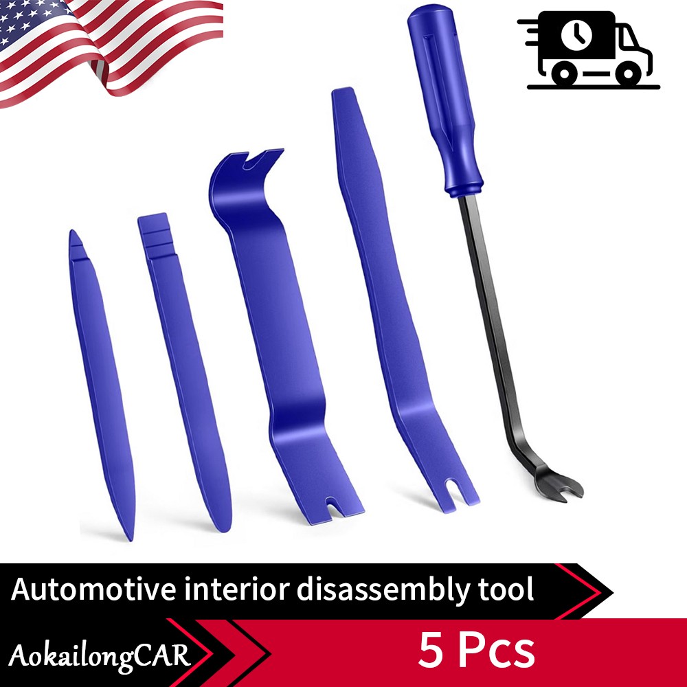 5Pcs Car Door Clip Trim Removal Tools Kit Plastic Car Interior Repair Blue Set