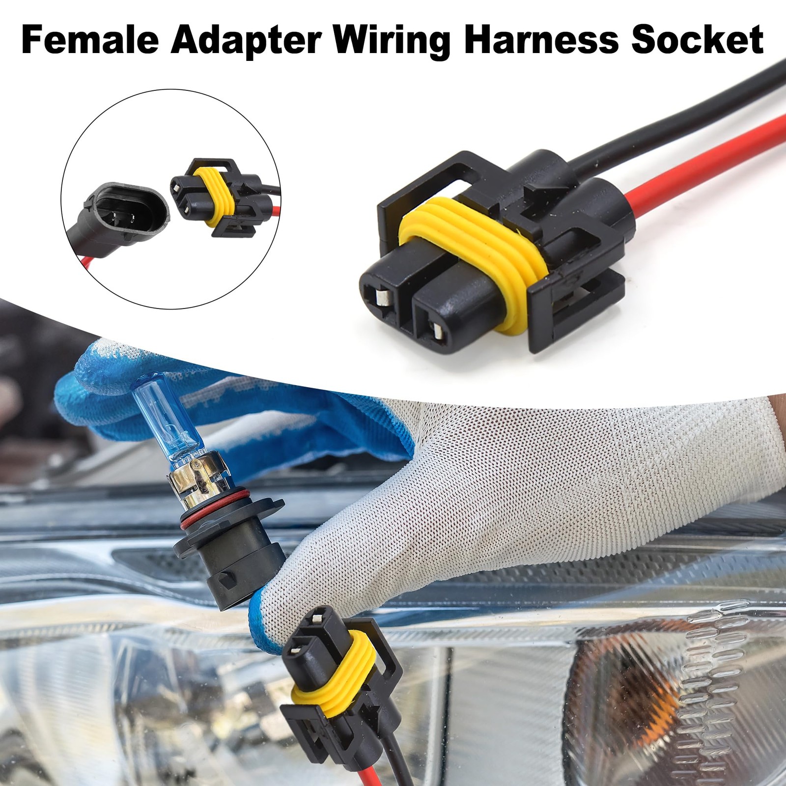 uxcell 10 Pcs H11 H8 880 881 Female Adapter 18 x 14 x 3.5 cm, Black,Yellow