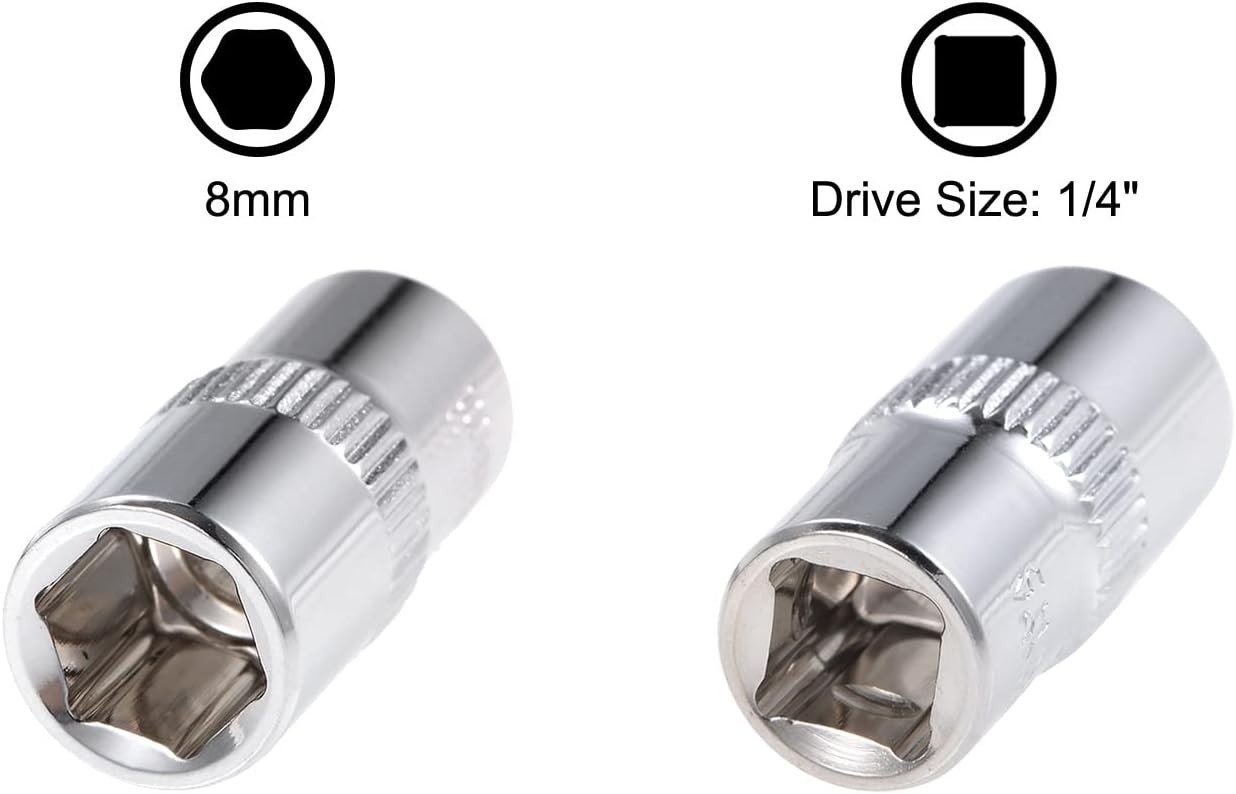 1/4-inch Drive by 8mm & 10mm Deep and Shallow Socket Set, 6-Point CR-V Steel