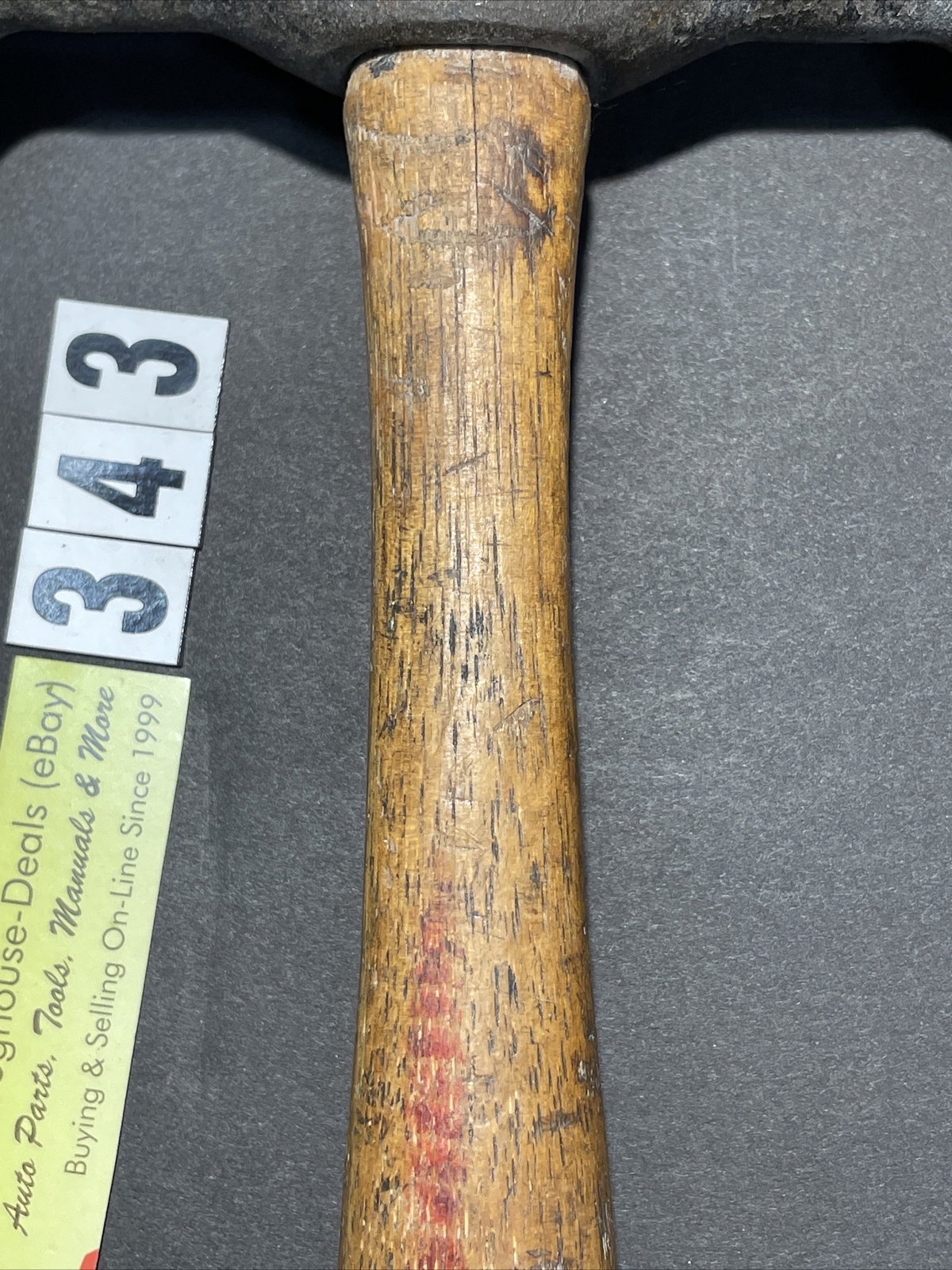 Vintage Auto Body Hammer, Wood Handle, 12-3/16″ Tall X 4-15/16″ Wide Head, #343