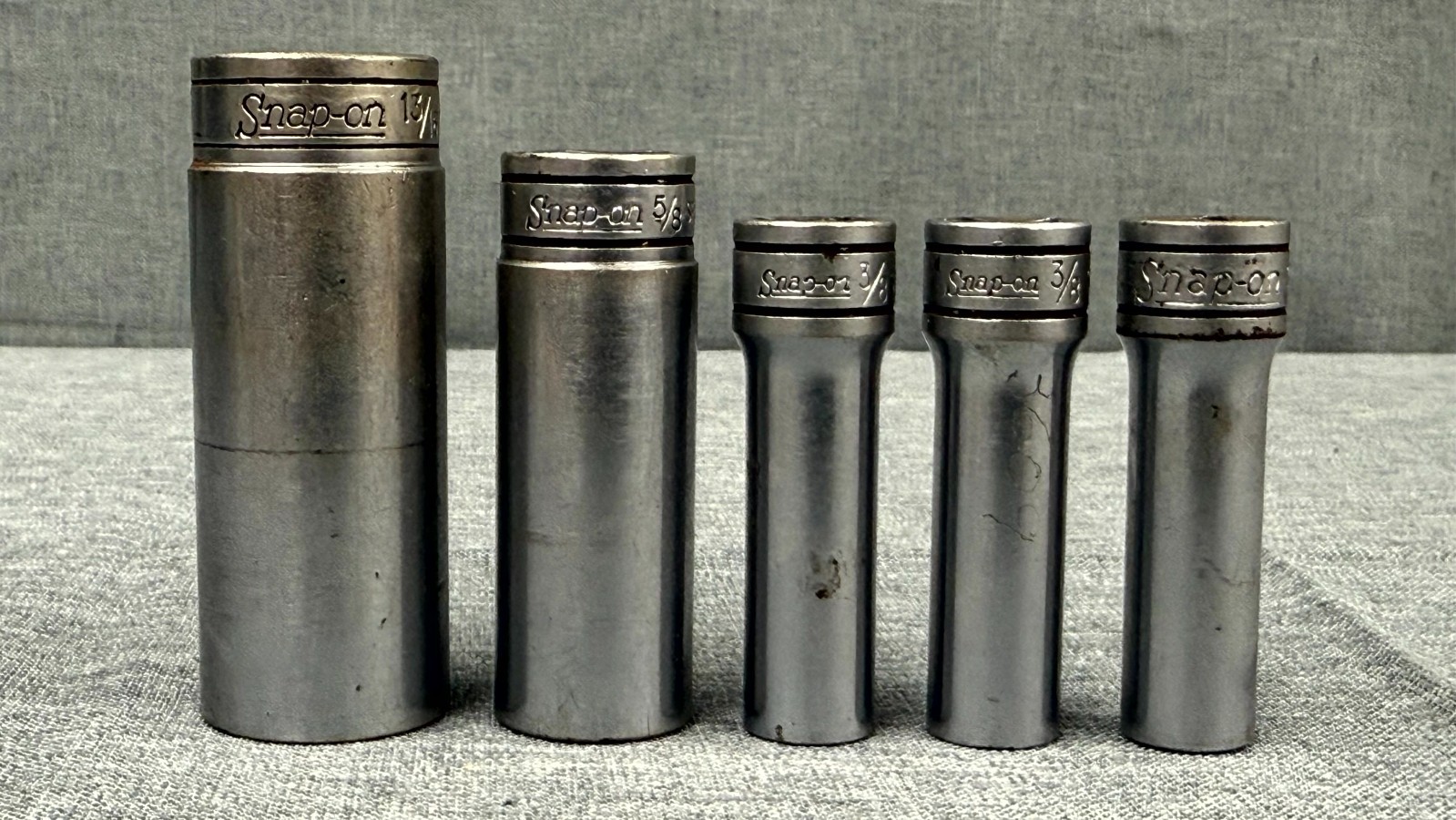 Snap On SFS261, SFS201, (3)SFS121 3/8″ Drive 6 Point SAE Deep Socket Set of 5