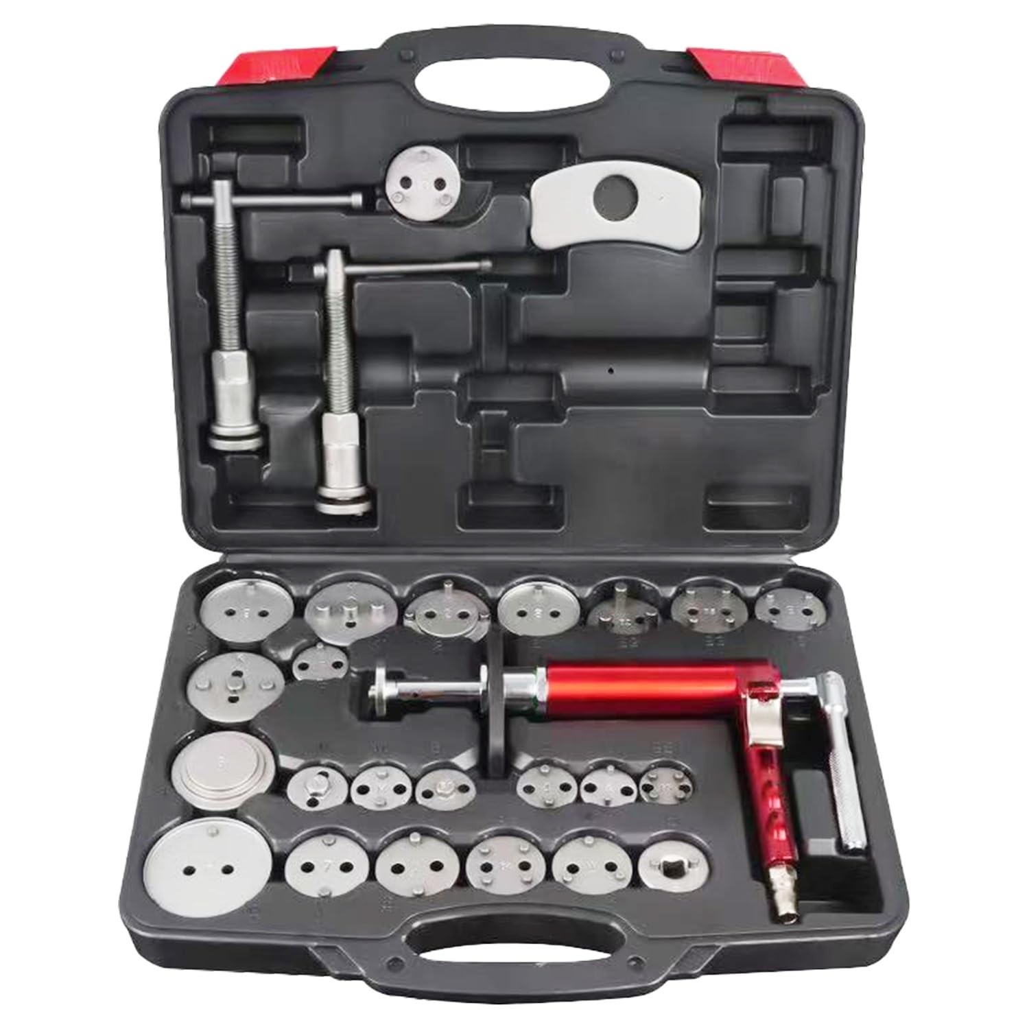 Heavy Duty Pneumatic Brake Caliper Compression Tool Set – 28-Piece Kit with 23 A