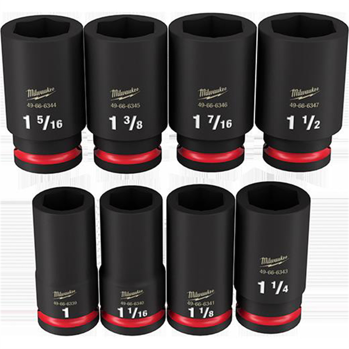 Milwaukee Tool 8PCSHOCKWAVE Impact Duty 3/4″ Drive SAE Deep 6 Point Socket Set