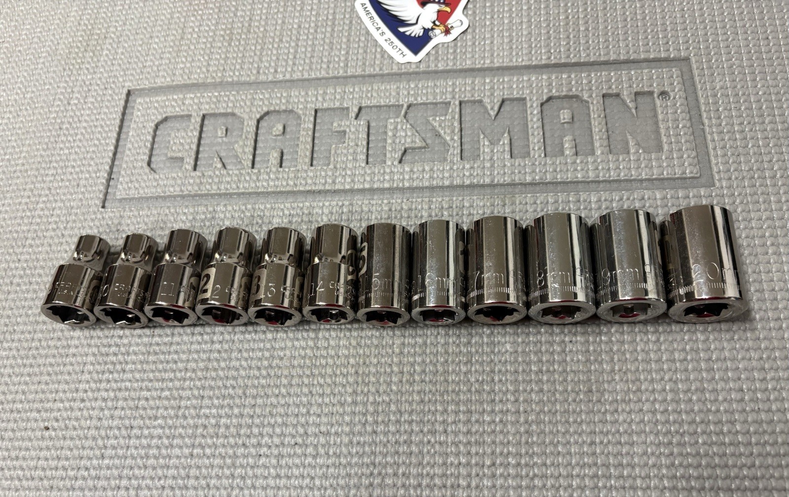 Sears Craftsman USA 12pc 1/2” Drive Metric Easy Read Sockets 9-20 Dual Mark G2D