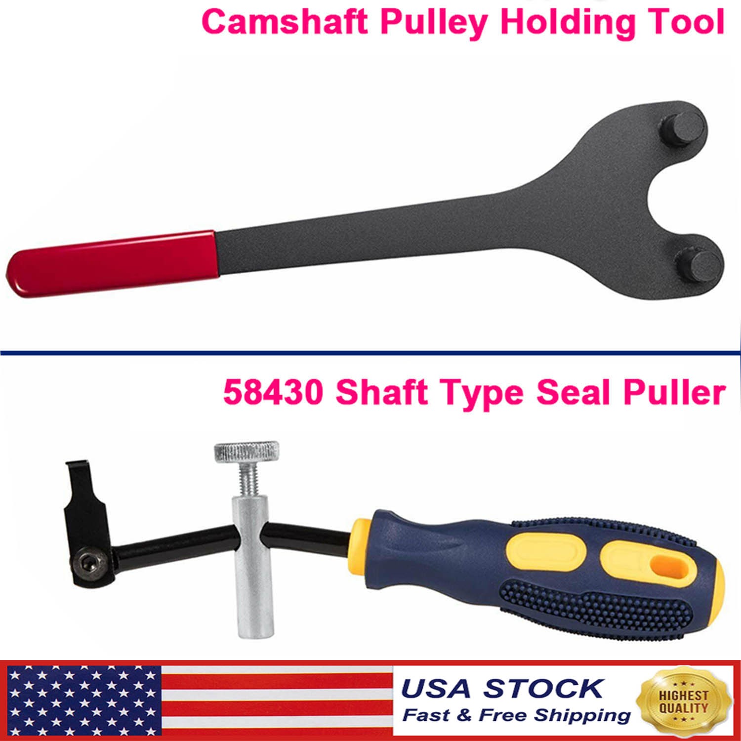 Cam Pulley Holder & 58430 Shaft Seal Puller Tool for Nissan Toyota Camry Maximas