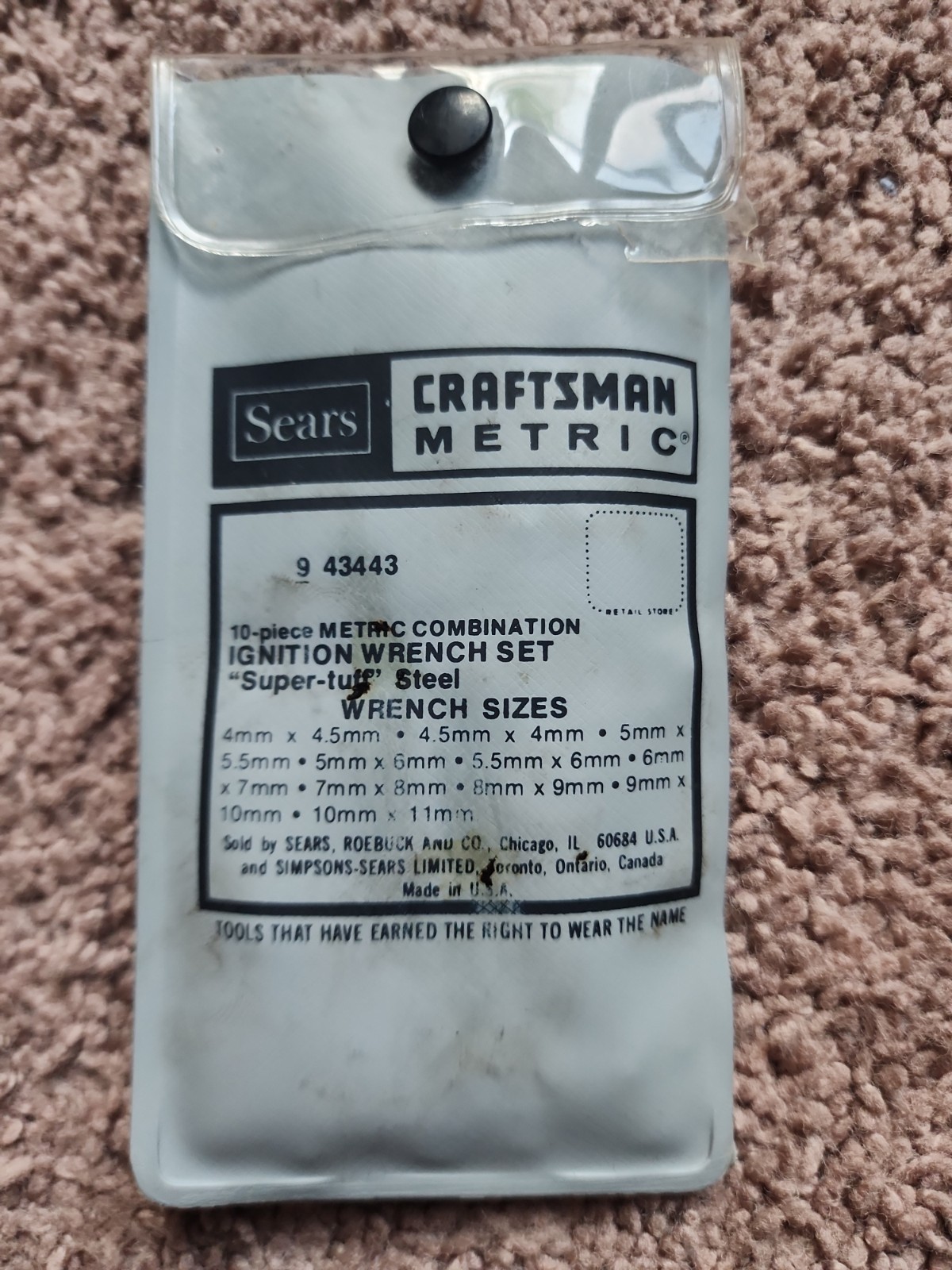 Craftsman 43443 METRIC Ignition Wrench Set 10 Pieces «Super Tuff» Made In USA.