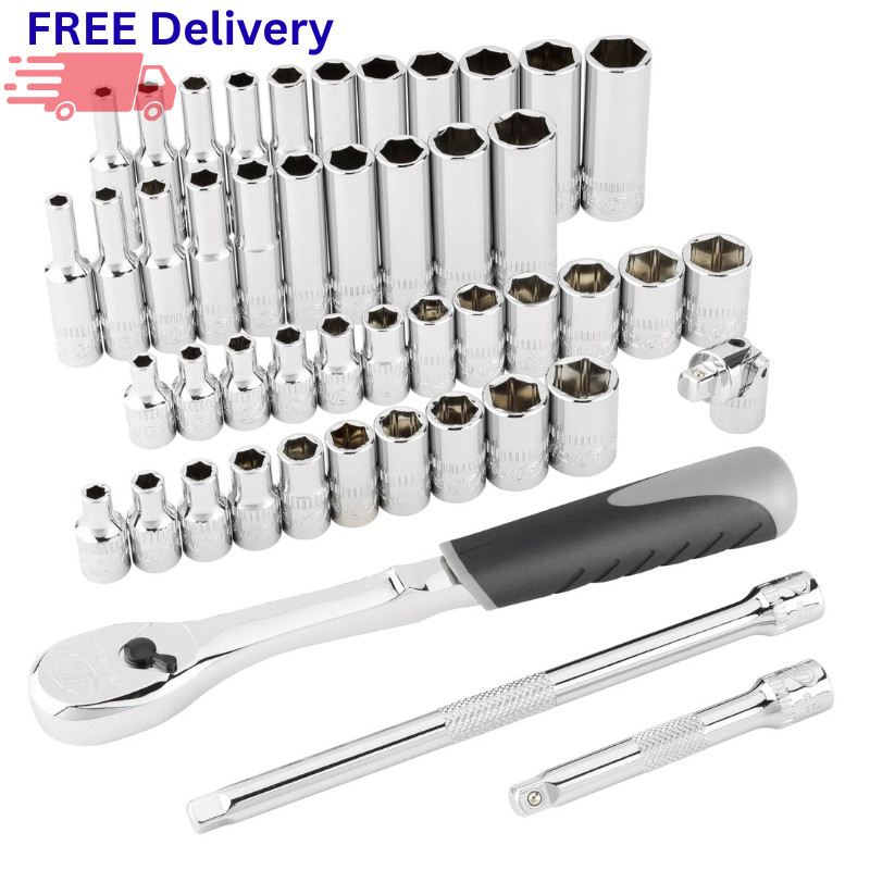 Ingersoll Rand 47 Pc 1/4″ Drive SAE Metric Socket Set Ratchet Tool Kit Chrome