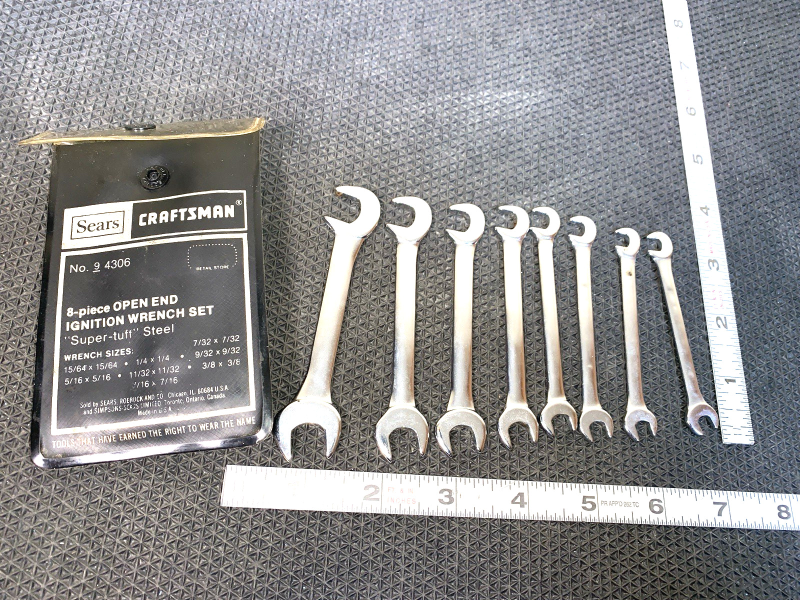 Craftsman 8 Pc Open End Ignition Wrench Set #9 4306 Vintage V Series