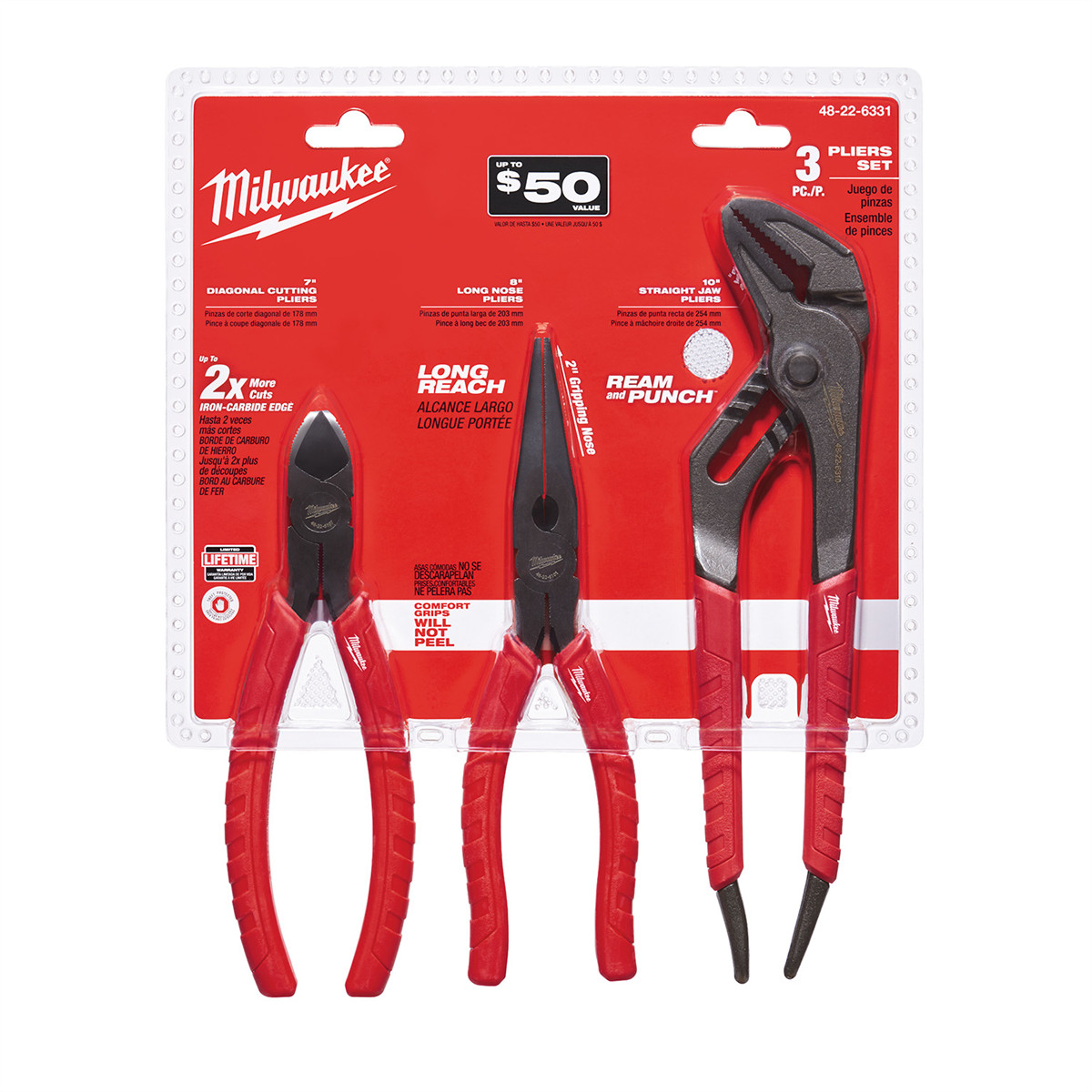 Milwaukee Tool Comfort Grip Pliers Kit – 3 PC