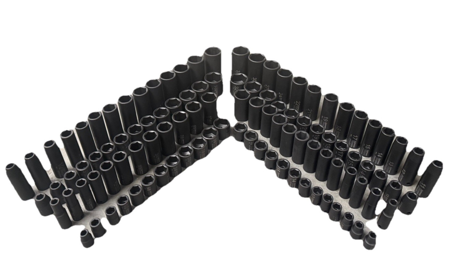 106 pc Six Point Impact Sockets SAE & Metric 3/8 & 1/2″ Drive Deep & Shallow Set