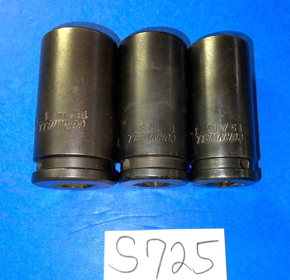 CORNWELL TOOLS 3 PIECE 3/4 DRIVE SAE. DEEP IMPACT SOCKETS 15/16, 1-1/8, 1-3/16