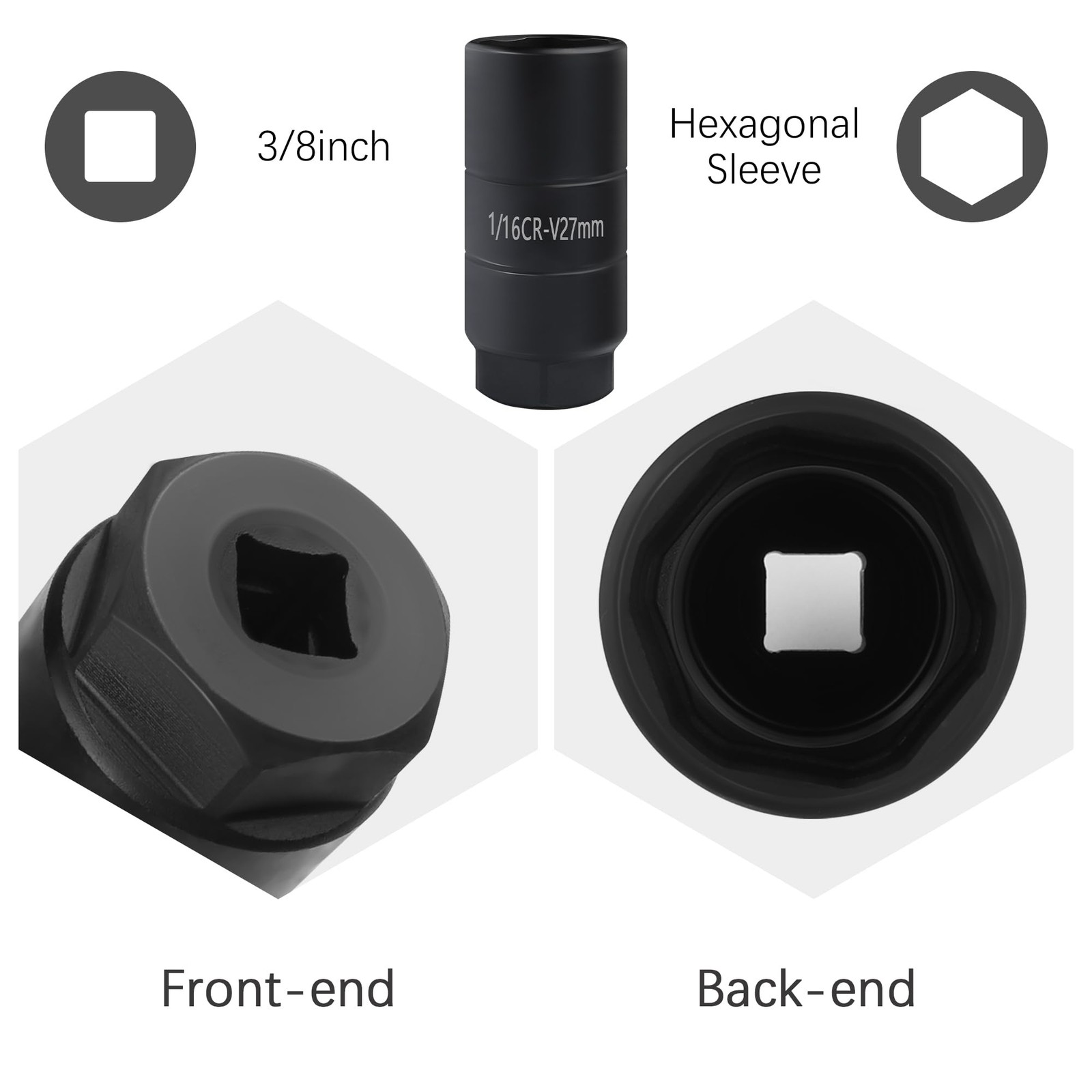 Oil Pressure Sensor Socket,1 1/16 Socket Switch Fits 3/8″ Drive or 1 1/8″ Black