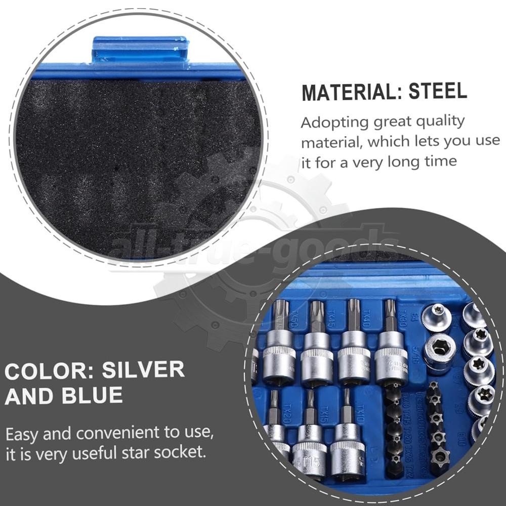 34Pcs Drive Male Female Torx Star Bit Socket E-socket Set Handheld Tool Case US