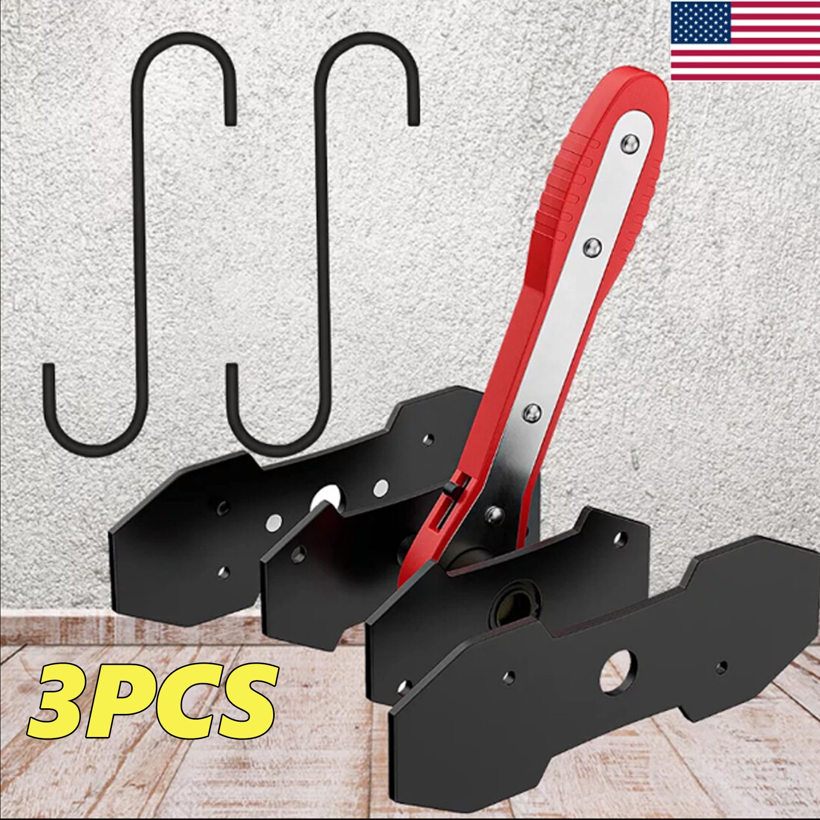 Ratcheting Brake Piston Caliper Pad Press Spreader Wrench Hand Tool with 2 Hooks