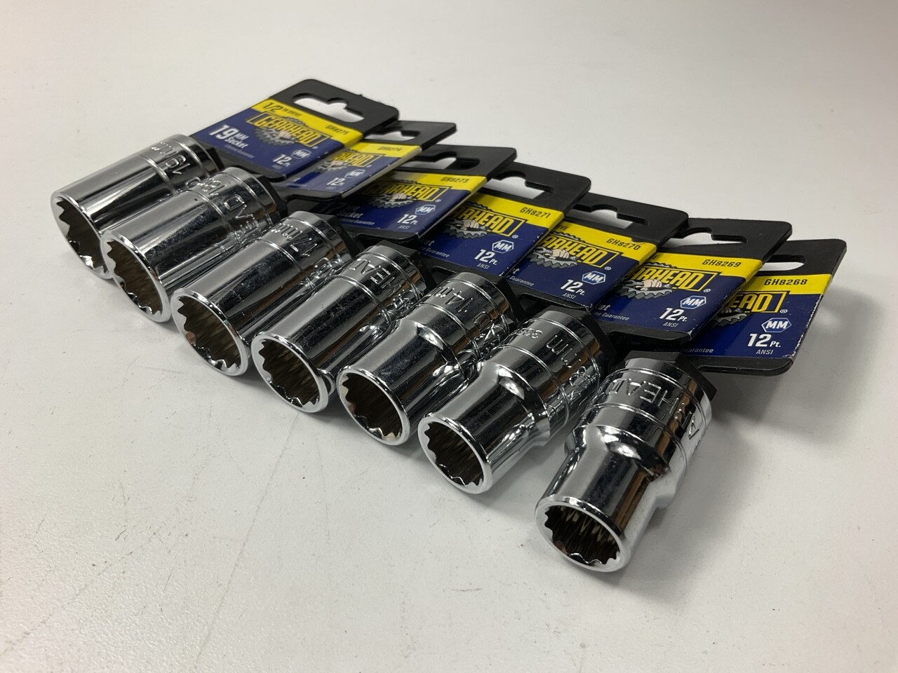 Gearhead 1/2″ Drive Sockets, 12 Point: 12MM, 13MM, 14MM, 15MM, 17MM, 18MM, 19MM